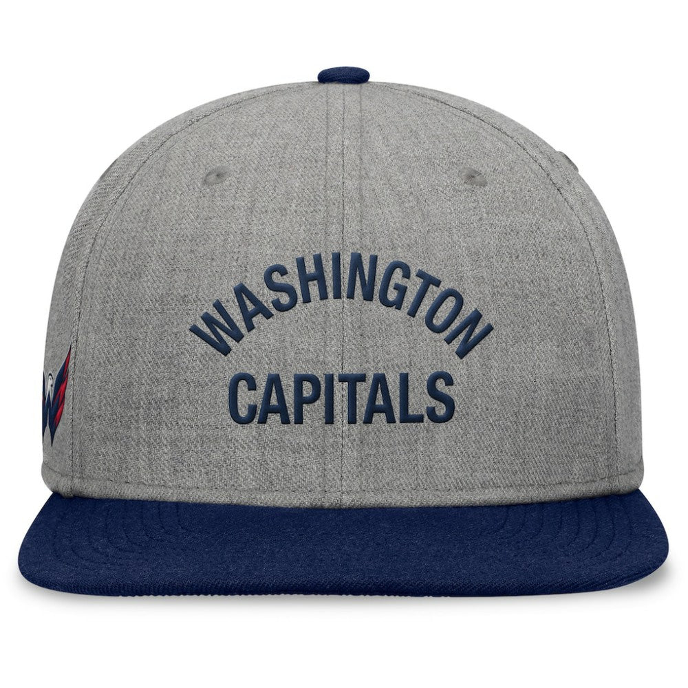 Washington Capitals Fanatics Elements Flat Brim Leather Strapback Hat - Heather Gray | US 200496210