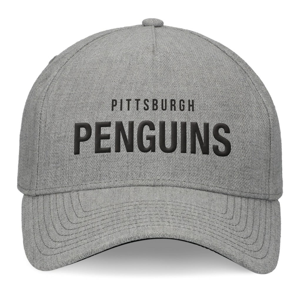 Pittsburgh Penguins Fanatics Elements A-Frame Leather Strapback Hat - Heather Gray | US 200496211