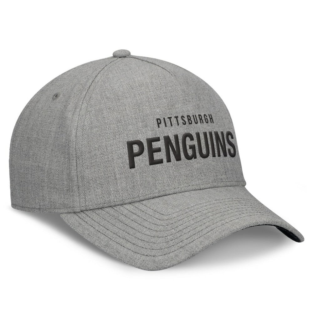 Pittsburgh Penguins Fanatics Elements A-Frame Leather Strapback Hat - Heather Gray | US 200496211