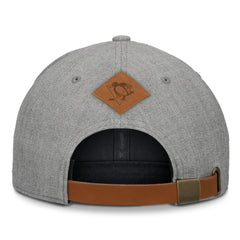 Pittsburgh Penguins Fanatics Elements A-Frame Leather Strapback Hat - Heather Gray | US 200496211