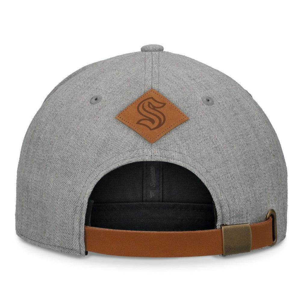 Seattle Kraken Fanatics Elements A-Frame Leather Strapback Hat - Heather Gray | US 200496212