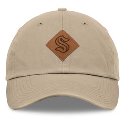 Seattle Kraken Fanatics Elements Unstructured Patch Leather Strapback Hat - Khaki | US 200496230