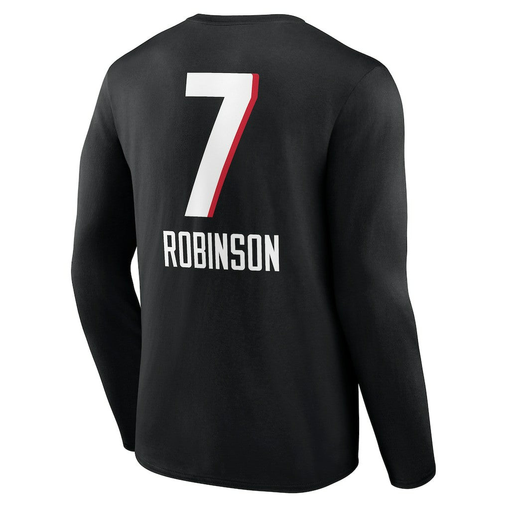 Bijan Robinson Atlanta Falcons Team Wordmark Name & Number Long Sleeve T-Shirt - Black T-shirts