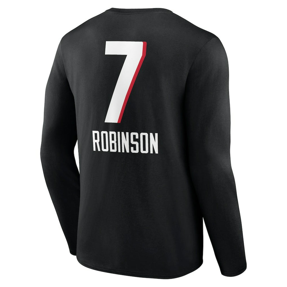 Bijan Robinson Atlanta Falcons Team Wordmark Name & Number Long Sleeve T-Shirt - Black T-shirts