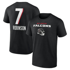 Bijan Robinson Atlanta Falcons Team Wordmark Name & Number T-Shirt - Black T-shirts