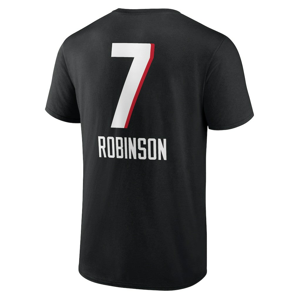 Bijan Robinson Atlanta Falcons Team Wordmark Name & Number T-Shirt - Black T-shirts