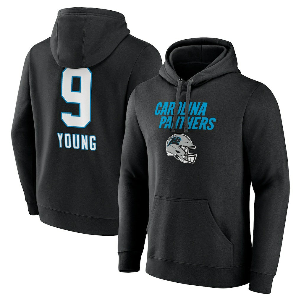 Bryce Young Carolina Panthers Team Wordmark Name & Number Pullover Hoodie - Black Hoodies