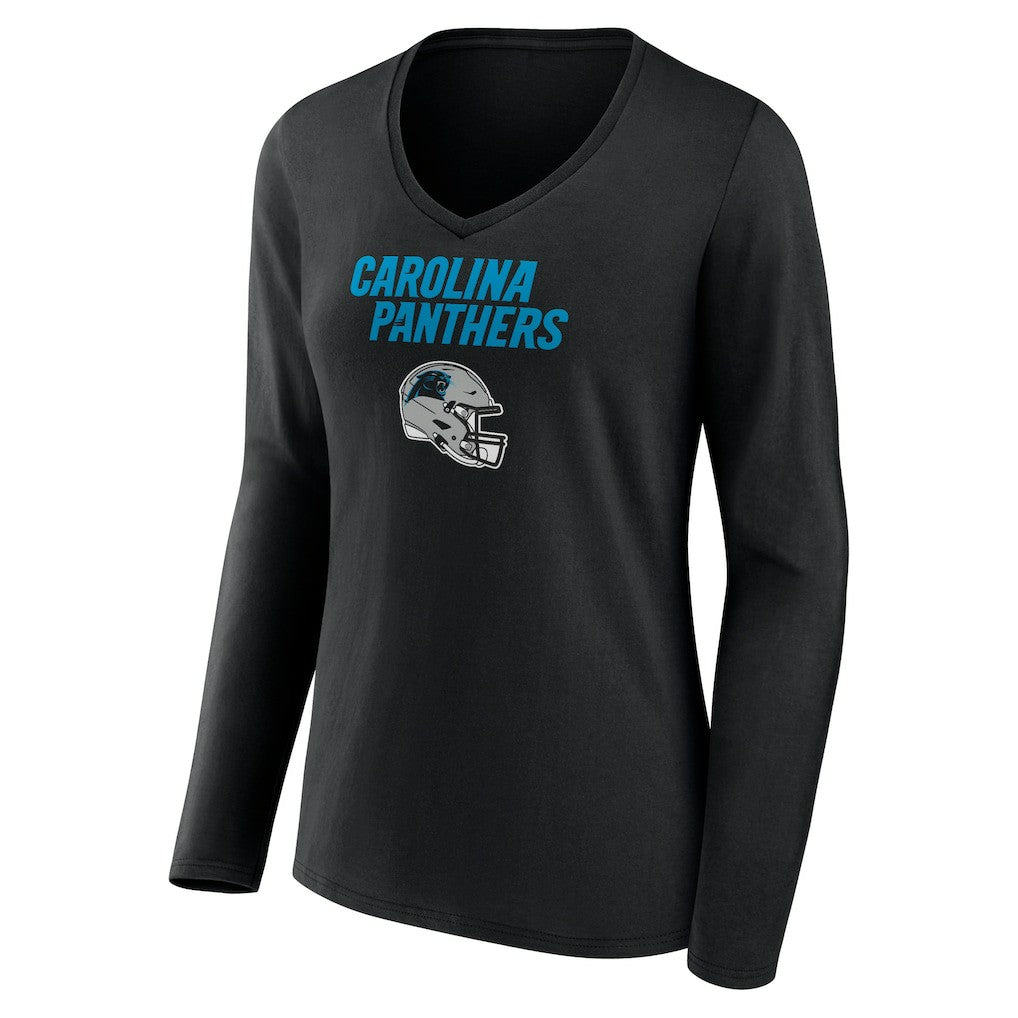 Bryce Young Carolina Panthers Women's Team Wordmark Name & Number Long Sleeve V-Neck T-Shirt - Black T-shirts