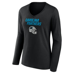 Bryce Young Carolina Panthers Women's Team Wordmark Name & Number Long Sleeve V-Neck T-Shirt - Black T-shirts