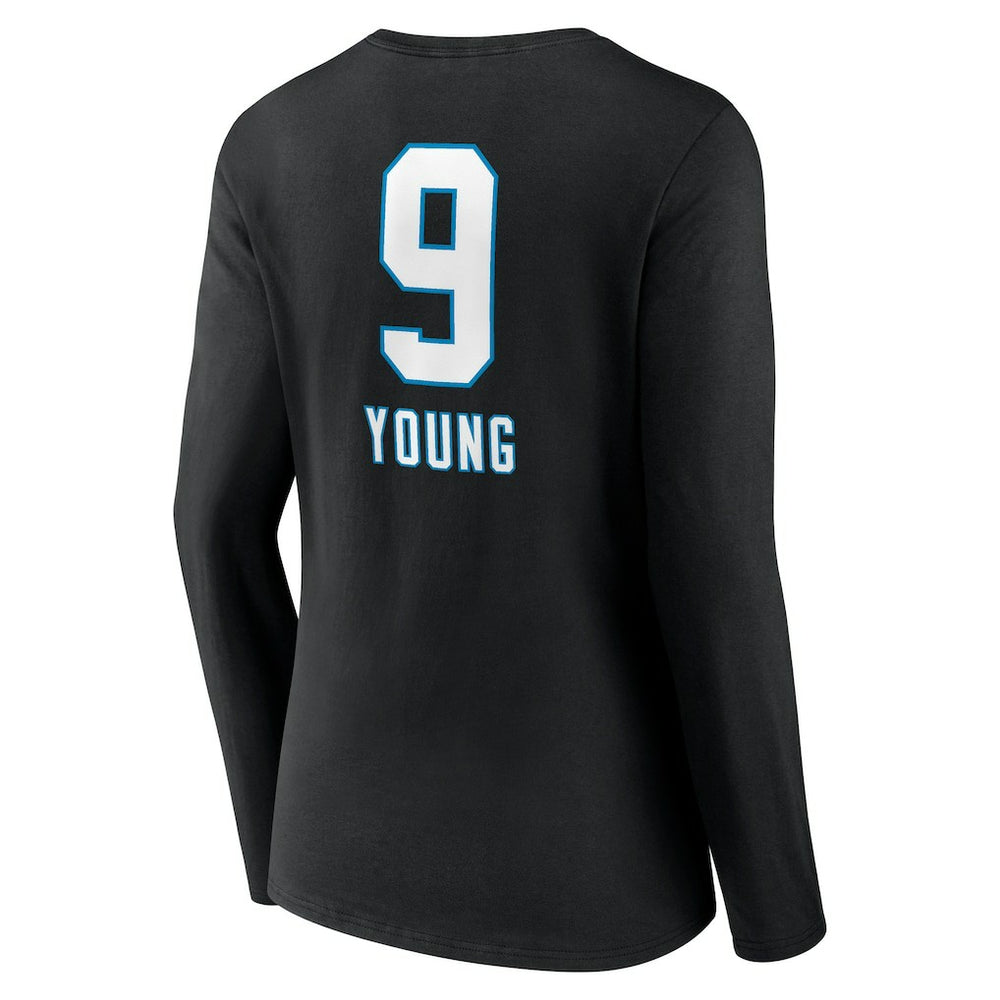 Bryce Young Carolina Panthers Women's Team Wordmark Name & Number Long Sleeve V-Neck T-Shirt - Black T-shirts