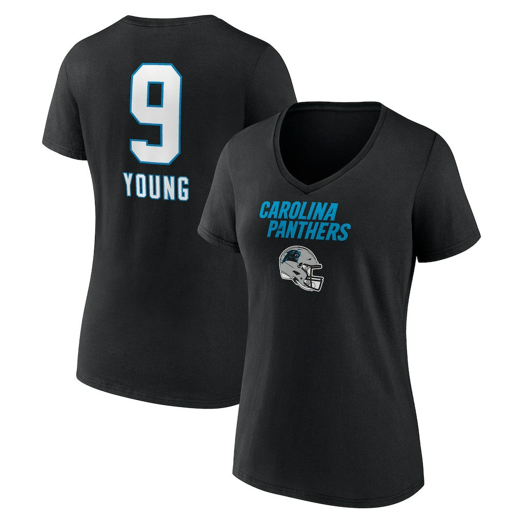 Bryce Young Carolina Panthers Women's Team Wordmark Name & Number V-Neck T-Shirt - Black T-shirts