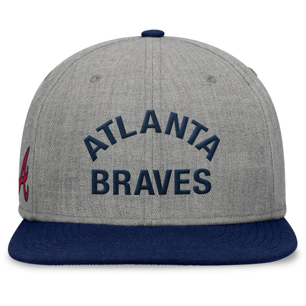 Atlanta Braves Fanatics Elements Flat Brim Snapbuckle Hat - Heather Gray/Navy Hats