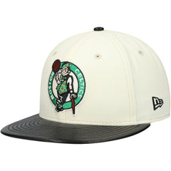Boston Celtics Faux Leather Visor Two-Tone 59FIFTY Fitted Hat White/Black - New Era