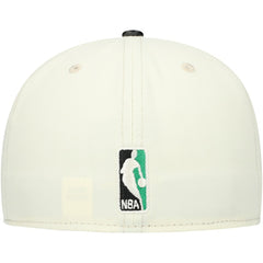 Boston Celtics Faux Leather Visor Two-Tone 59FIFTY Fitted Hat White/Black - New Era