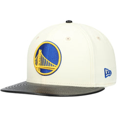 Golden State Warriors Faux Leather Visor Two-Tone 59FIFTY Fitted Hat White/Black - New Era
