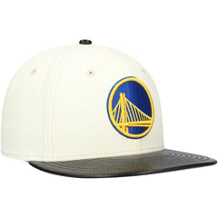 Golden State Warriors Faux Leather Visor Two-Tone 59FIFTY Fitted Hat White/Black - New Era