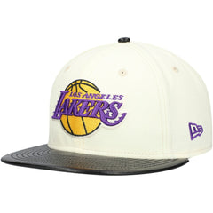 Los Angeles Lakers Faux Leather Visor Two-Tone 59FIFTY Fitted Hat White/Black - New Era