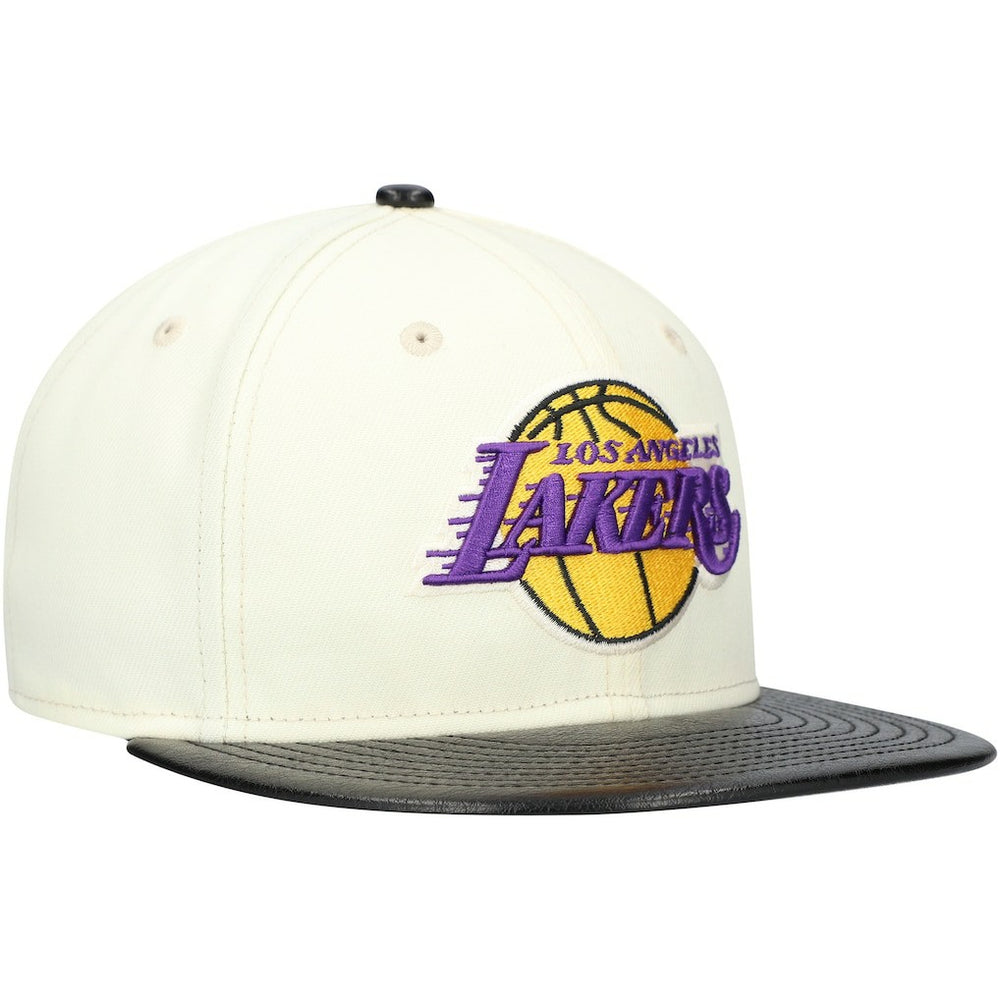 Los Angeles Lakers Faux Leather Visor Two-Tone 59FIFTY Fitted Hat White/Black - New Era