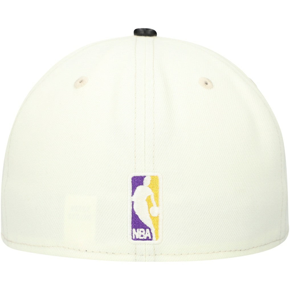 Los Angeles Lakers Faux Leather Visor Two-Tone 59FIFTY Fitted Hat White/Black - New Era