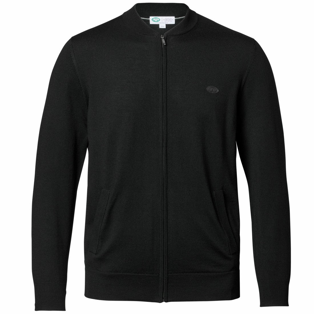 New York Jets Charles Tyrwhitt Merino Full-Zip Sweater - Black