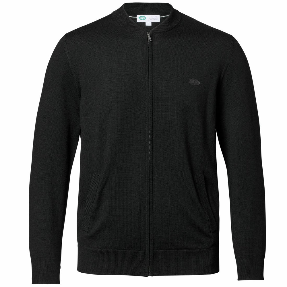 New York Jets Charles Tyrwhitt Merino Full-Zip Sweater - Black