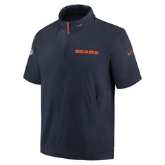 Chicago Bears 2024 Sideline Coach Short Sleeve Half-Zip Hoodie Jacket - Navy Hoodies