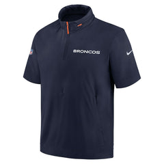 Denver Broncos 2024 Sideline Coach Short Sleeve Half-Zip Hoodie Jacket - Navy Hoodies