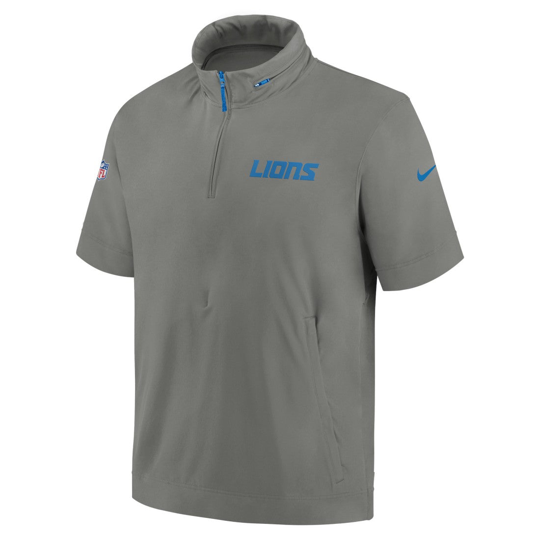 Detroit Lions 2024 Sideline Coach Short Sleeve Half-Zip Hoodie Jacket - Gray Hoodies