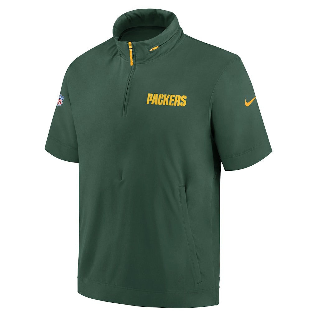 Green Bay Packers 2024 Sideline Coach Short Sleeve Half-Zip Hoodie Jacket - Green Hoodies