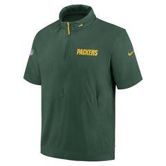 Green Bay Packers 2024 Sideline Coach Short Sleeve Half-Zip Hoodie Jacket - Green Hoodies