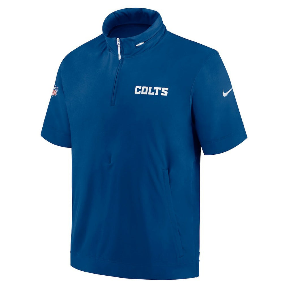 Indianapolis Colts 2024 Sideline Coach Short Sleeve Half-Zip Hoodie Jacket - Royal Hoodies
