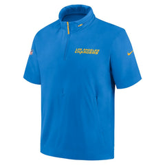 Los Angeles Chargers 2024 Sideline Coach Short Sleeve Half-Zip Hoodie Jacket - Powder Blue Hoodies