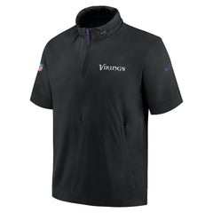 Minnesota Vikings 2024 Sideline Coach Short Sleeve Half-Zip Hoodie Jacket - Black Hoodies