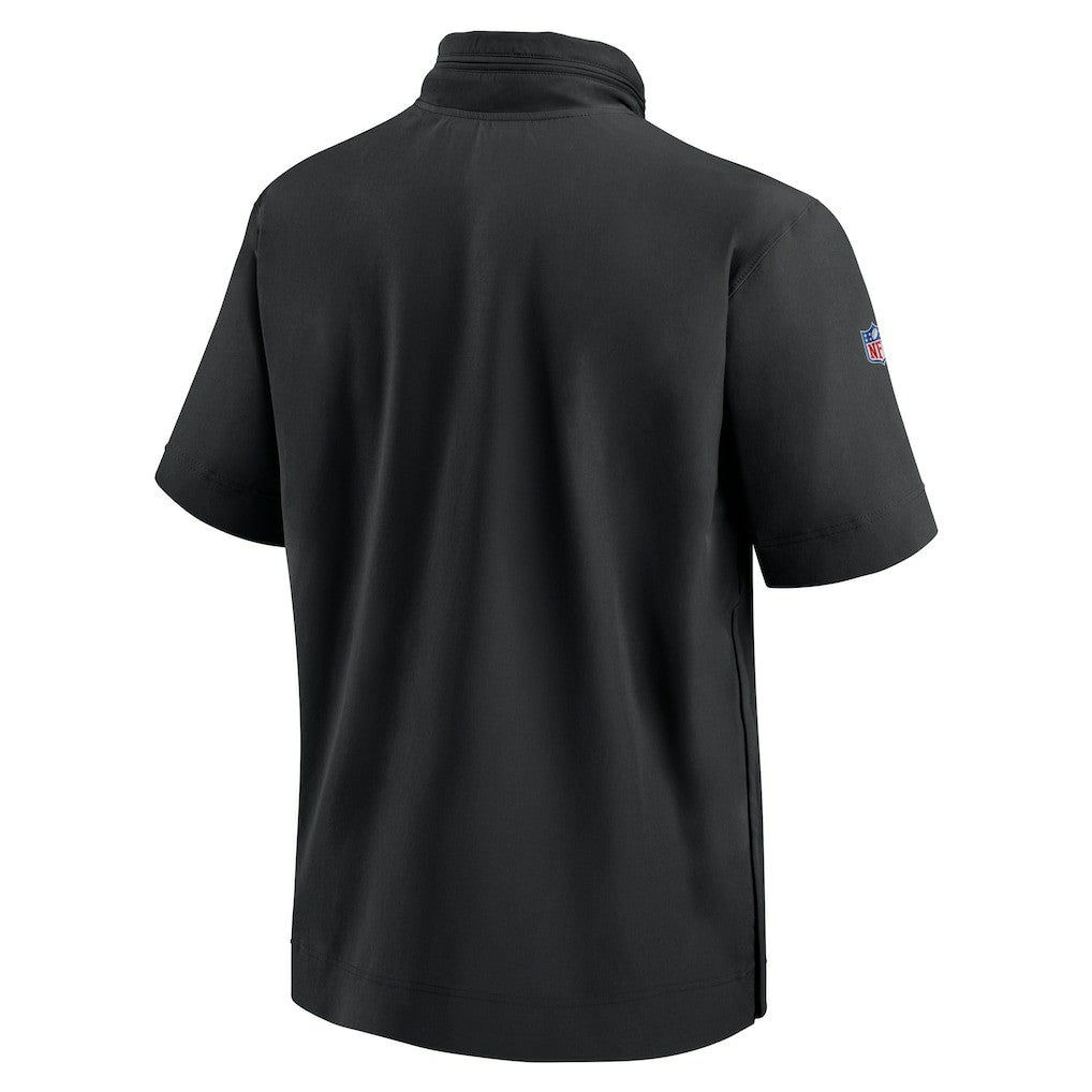 Minnesota Vikings 2024 Sideline Coach Short Sleeve Half-Zip Hoodie Jacket - Black Hoodies