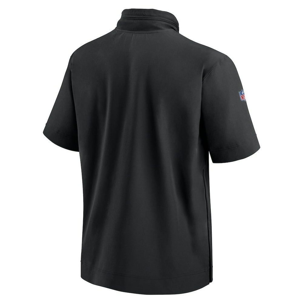 Minnesota Vikings 2024 Sideline Coach Short Sleeve Half-Zip Hoodie Jacket - Black Hoodies