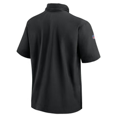 Minnesota Vikings 2024 Sideline Coach Short Sleeve Half-Zip Hoodie Jacket - Black Hoodies