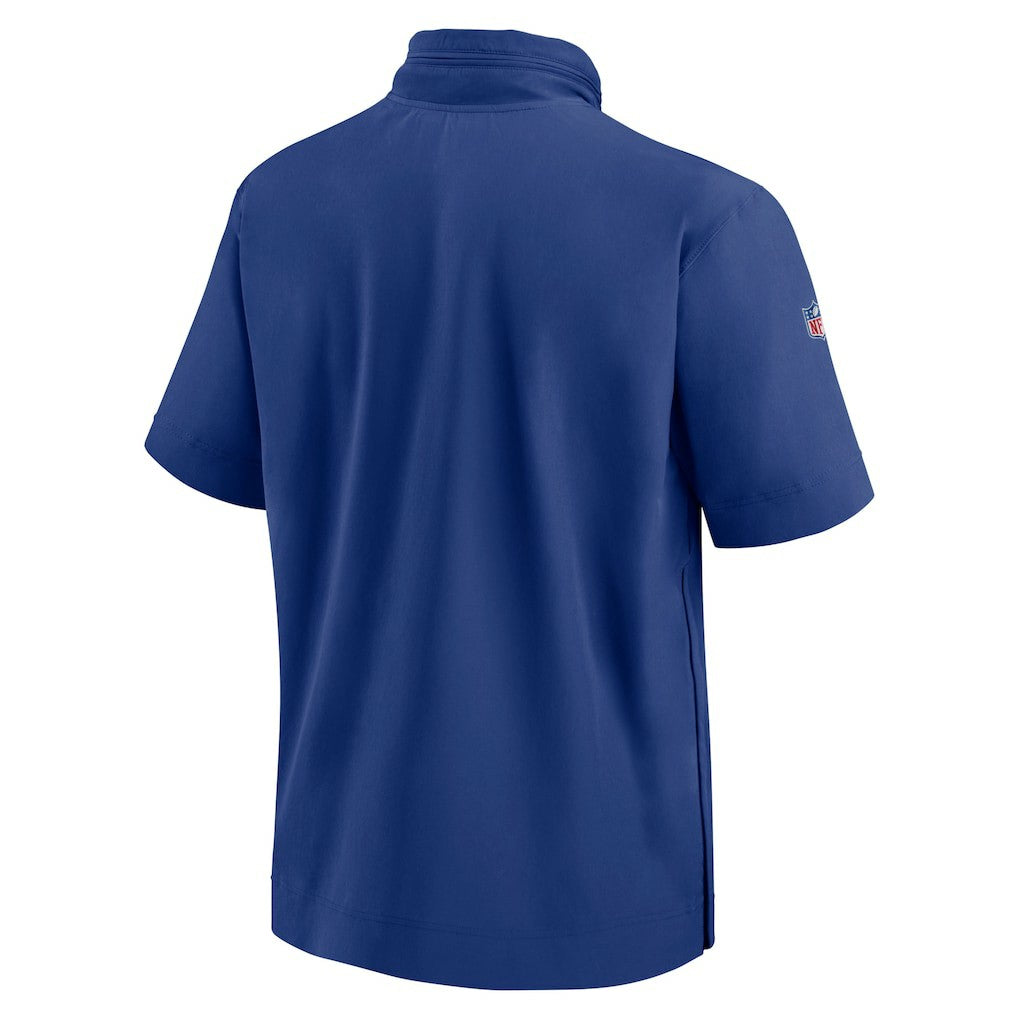 New York Giants 2024 Sideline Coach Short Sleeve Half-Zip Hoodie Jacket - Royal Hoodies