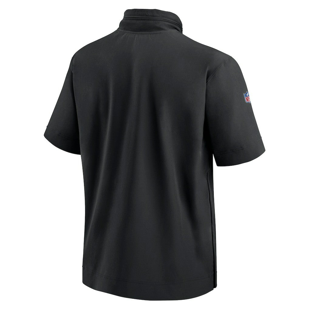 Pittsburgh Steelers 2024 Sideline Coach Short Sleeve Half-Zip Hoodie Jacket - Black Hoodies