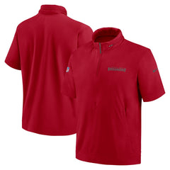 Tampa Bay Buccaneers 2024 Sideline Coach Short Sleeve Half-Zip Hoodie Jacket - Red Hoodies