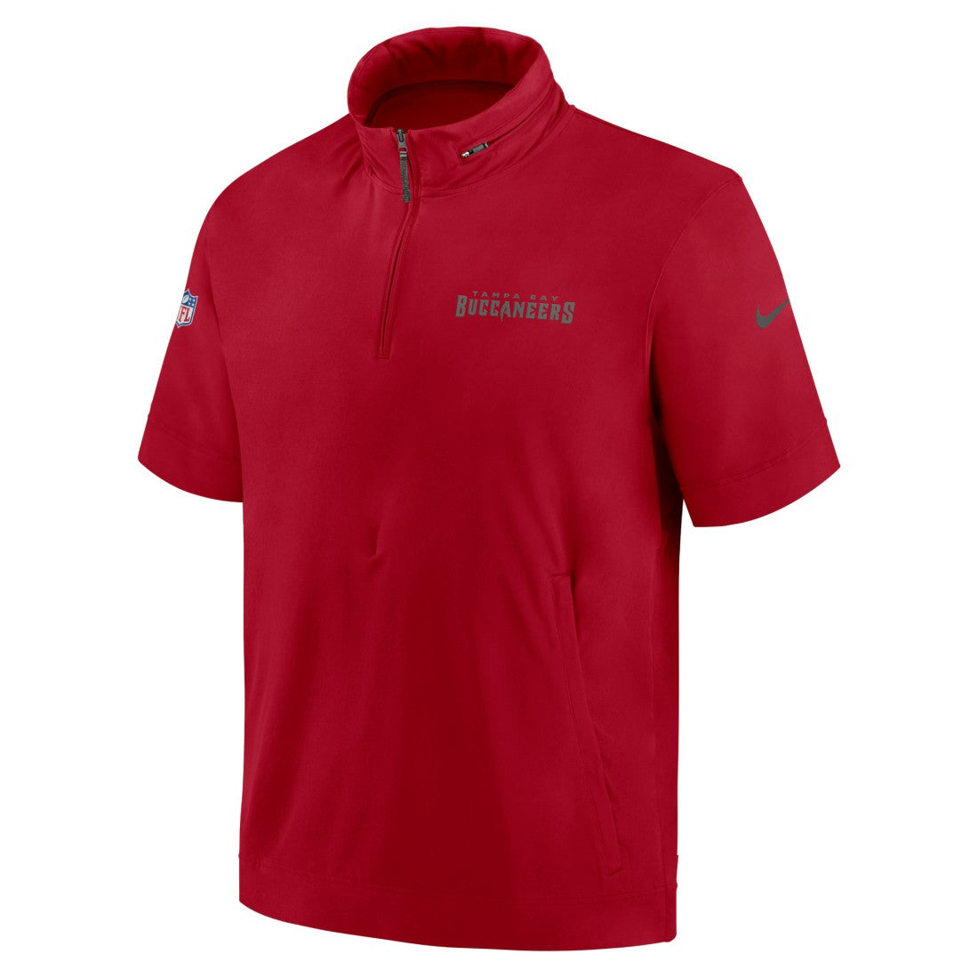 Tampa Bay Buccaneers 2024 Sideline Coach Short Sleeve Half-Zip Hoodie Jacket - Red Hoodies
