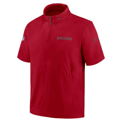 Tampa Bay Buccaneers 2024 Sideline Coach Short Sleeve Half-Zip Hoodie Jacket - Red Hoodies