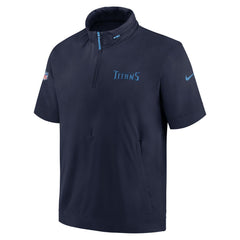 Tennessee Titans 2024 Sideline Coach Short Sleeve Half-Zip Hoodie Jacket - Navy Hoodies