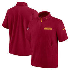 Washington Commanders 2024 Sideline Coach Short Sleeve Half-Zip Hoodie Jacket - Burgundy Hoodies