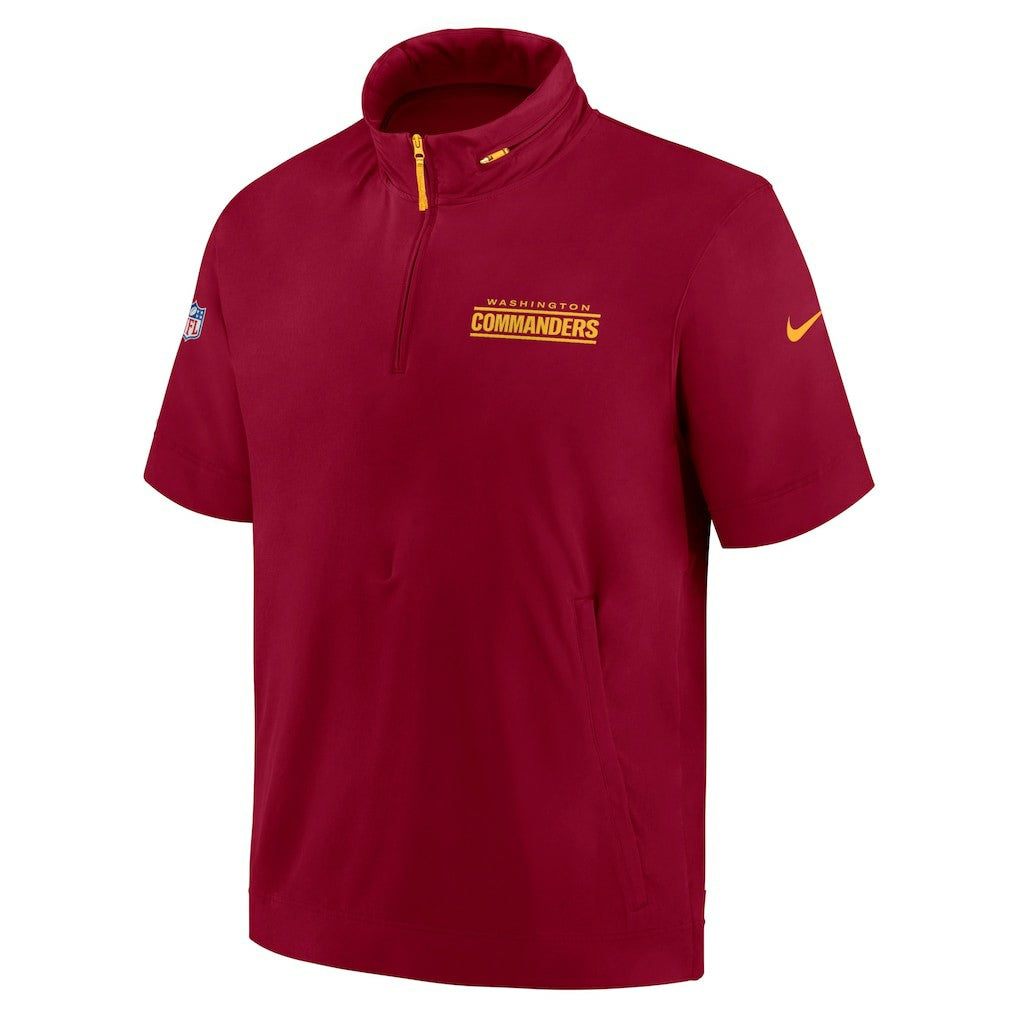Washington Commanders 2024 Sideline Coach Short Sleeve Half-Zip Hoodie Jacket - Burgundy Hoodies