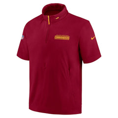 Washington Commanders 2024 Sideline Coach Short Sleeve Half-Zip Hoodie Jacket - Burgundy Hoodies
