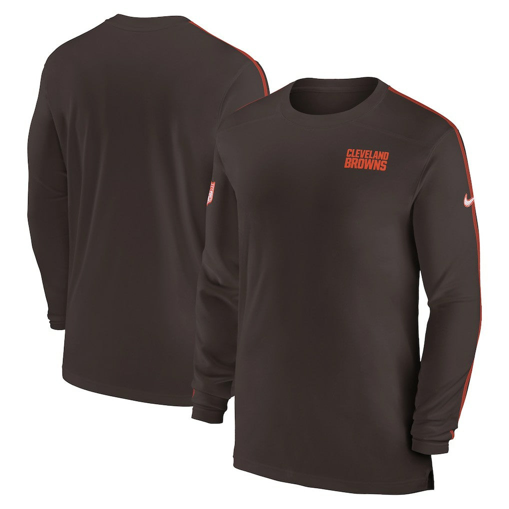 Cleveland Browns Sideline Coach UV Performance Long Sleeve T-Shirt - Brown T-shirts
