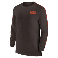 Cleveland Browns Sideline Coach UV Performance Long Sleeve T-Shirt - Brown T-shirts