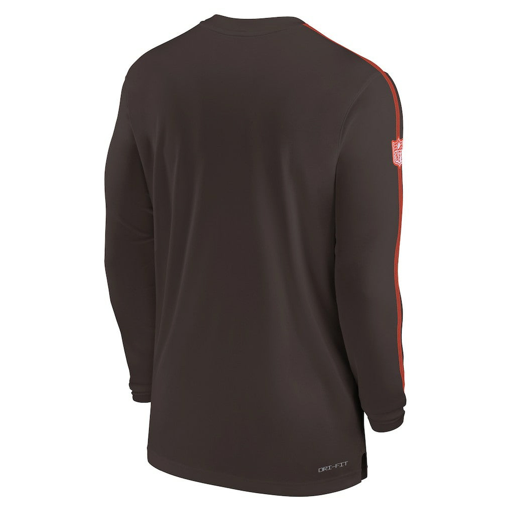 Cleveland Browns Sideline Coach UV Performance Long Sleeve T-Shirt - Brown T-shirts