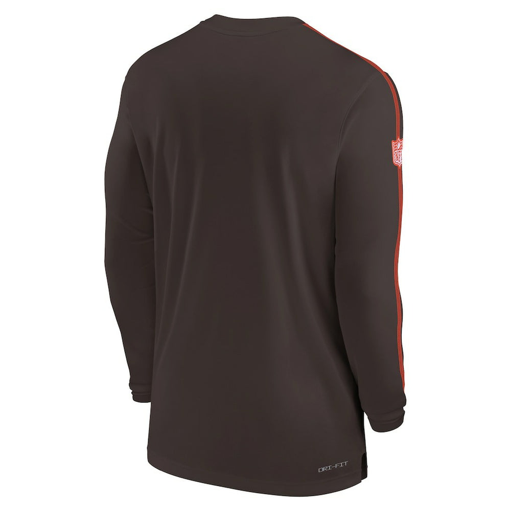 Cleveland Browns Sideline Coach UV Performance Long Sleeve T-Shirt - Brown T-shirts
