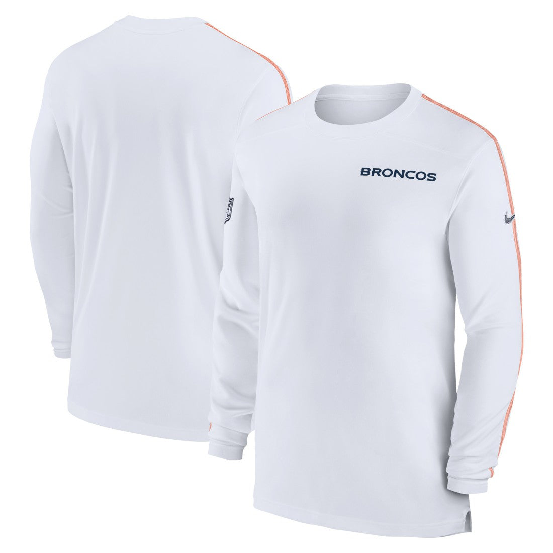 Denver Broncos Sideline Coach UV Performance Long Sleeve T-Shirt - White T-shirts